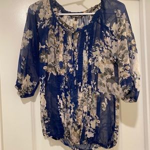 Blue floral blouse